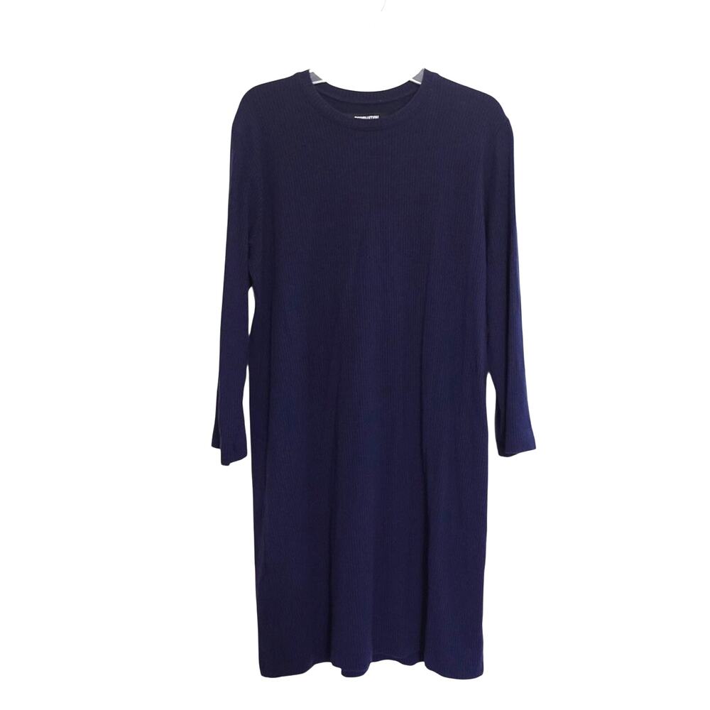 Reformation Benji Ribbed Crewneck Mini Dress in Navy Size S Tencel Blend